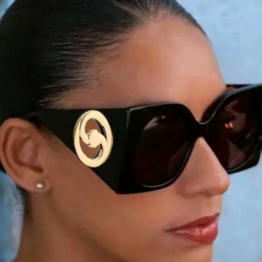 Black Retro Oversized Designer Style Fashion Sunglasses
